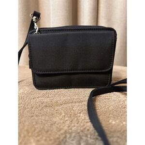 Buxton Small Crossbody Organizer Black, Multi Pocket Front Flap Purse
